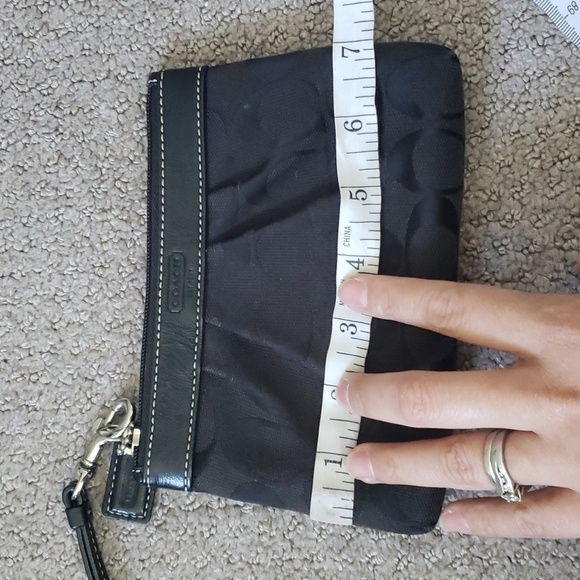 Coach Black Monogram Wristlet Zip Bag - Picture 5 of 7